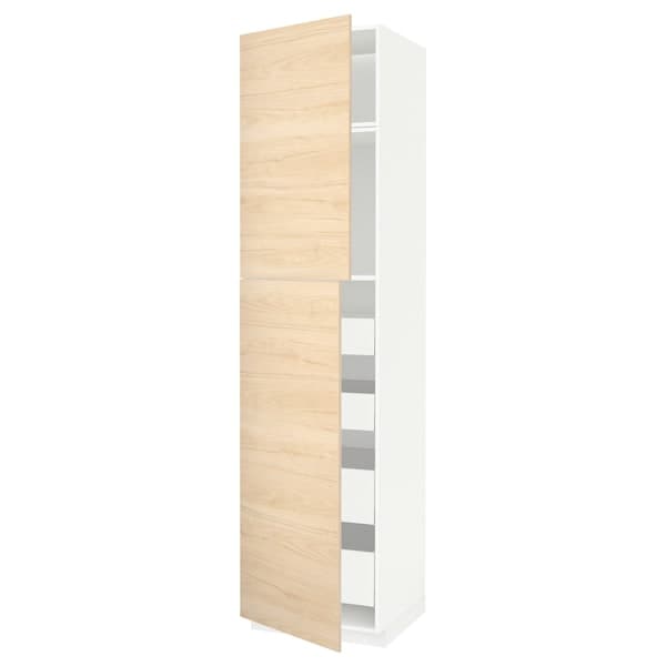 Ikea METOD / MAXIMERA - Hi cab w 2 doors/4 drawers, white/Askersund light ash effect, 60x60x240 cm