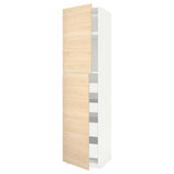 METOD / MAXIMERA hi cab w 2 doors/4 drawers, white/Askersund light ash effect, 60x60x240 cm
