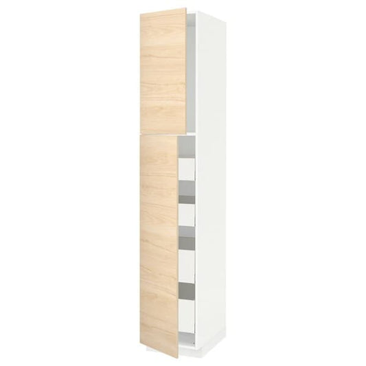 Ikea METOD / MAXIMERA - Hi cab w 2 doors/4 drawers, white/Askersund light ash effect, 40x60x220 cm