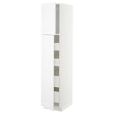 METOD / MAXIMERA hi cab w 2 doors/4 drawers, white/Axstad matt white, 40x60x200 cm