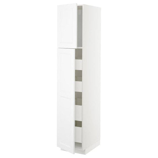 METOD / MAXIMERA - Hi cab w 2 doors/4 drawers, white/Axstad matt white, 40x60x200 cm - best price from Maltashopper.com 89463558