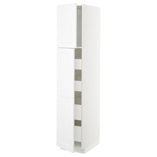 METOD / MAXIMERA - Hi cab w 2 doors/4 drawers, white/Axstad matt white, 40x60x200 cm