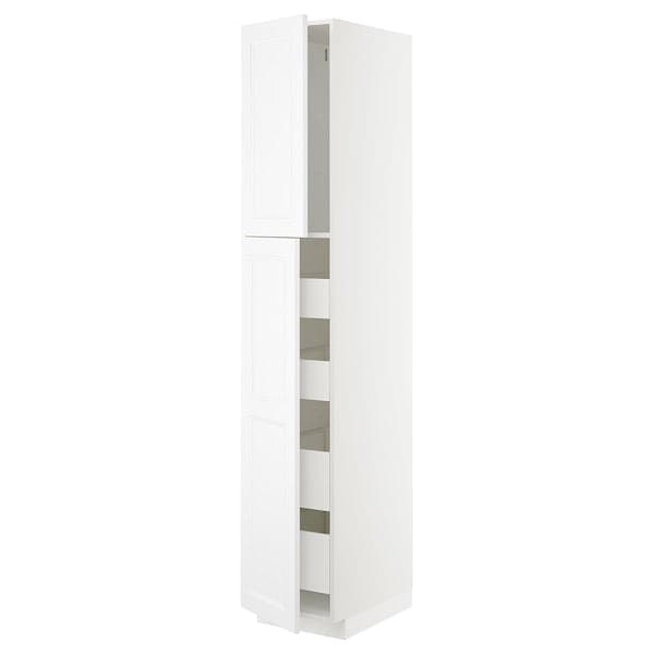 Ikea METOD / MAXIMERA - Hi cab w 2 doors/4 drawers, white/Axstad matt white, 40x60x220 cm