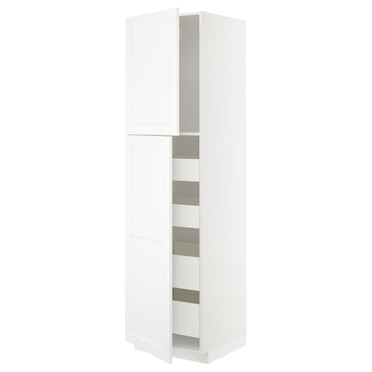 Ikea METOD / MAXIMERA - Hi cab w 2 doors/4 drawers, white/Axstad matt white, 60x60x220 cm