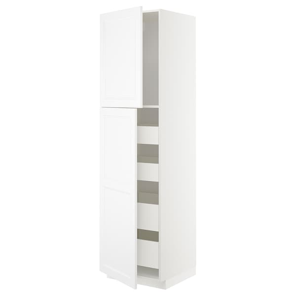 Ikea METOD / MAXIMERA - Hi cab w 2 doors/4 drawers, white/Axstad matt white, 60x60x220 cm