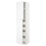 METOD / MAXIMERA hi cab w 2 doors/4 drawers, white/Axstad matt white, 60x60x240 cm