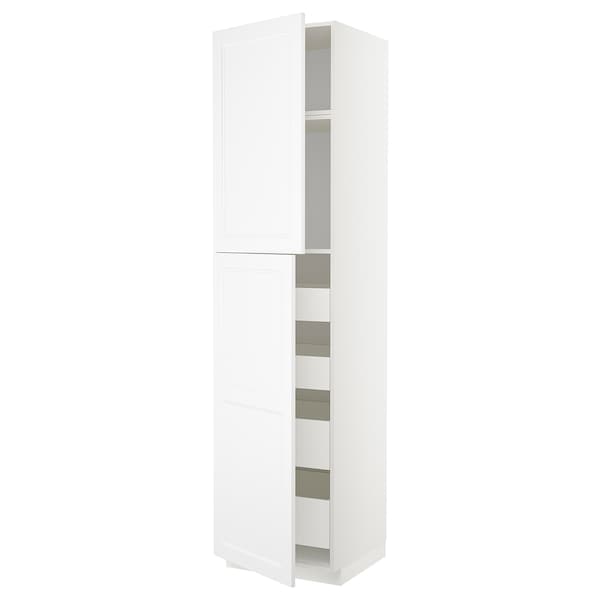 METOD / MAXIMERA - Hi cab w 2 doors/4 drawers, white/Axstad matt white, 60x60x240 cm