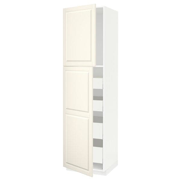 Ikea METOD / MAXIMERA - Hi cab w 2 doors/4 drawers, white/Bodbyn off-white , 60x60x220 cm