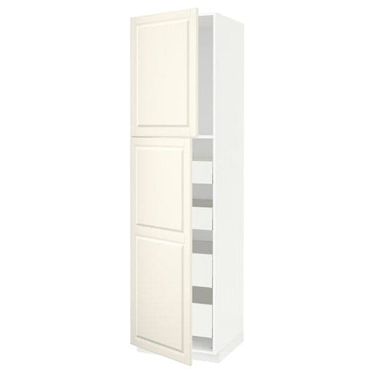 Ikea METOD / MAXIMERA - Hi cab w 2 doors/4 drawers, white/Bodbyn off-white , 60x60x220 cm