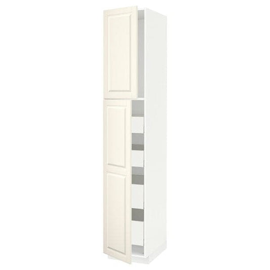 Ikea METOD / MAXIMERA - Hi cab w 2 doors/4 drawers, white/Bodbyn off-white, 40x60x220 cm