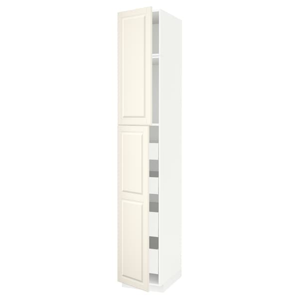 METOD / MAXIMERA - Hi cab w 2 doors/4 drawers, white/Bodbyn off-white , 40x60x240 cm