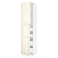 METOD / MAXIMERA hi cab w 2 doors/4 drawers, white/Bodbyn off-white, 60x60x240 cm