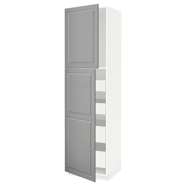 Ikea METOD / MAXIMERA - Hi cab w 2 doors/4 drawers, white/Bodbyn grey, 60x60x220 cm
