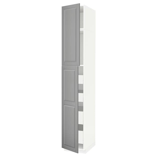 METOD / MAXIMERA - Hi cab w 2 doors/4 drawers, white/Bodbyn grey , 40x60x240 cm - best price from Maltashopper.com 29457923