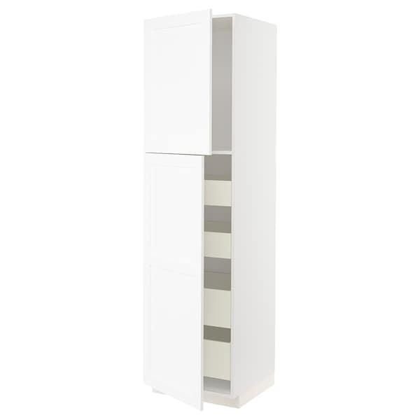 METOD / MAXIMERA - Hi cab w 2 doors/4 drawers, white Enköping/white wood effect, 60x60x220 cm - best price from Maltashopper.com 59473337