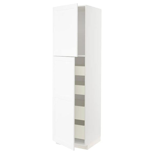 METOD / MAXIMERA - Hi cab w 2 doors/4 drawers, white Enköping/white wood effect, 60x60x220 cm - best price from Maltashopper.com 59473337