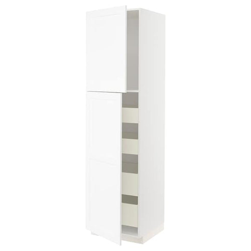 METOD / MAXIMERA hi cab w 2 doors/4 drawers, white Enköping/white wood effect, 60x60x220 cm