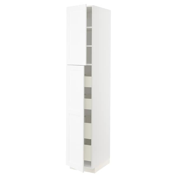 METOD / MAXIMERA - Hi cab w 2 doors/4 drawers, white Enköping/white wood effect, 40x60x220 cm - best price from Maltashopper.com 79473336