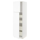 METOD / MAXIMERA hi cab w 2 doors/4 drawers, white Enköping/white wood effect, 60x60x200 cm