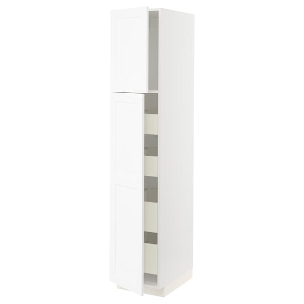 METOD / MAXIMERA - Hi cab w 2 doors/4 drawers, white Enköping/white wood effect, 40x60x200 cm - best price from Maltashopper.com 29473334