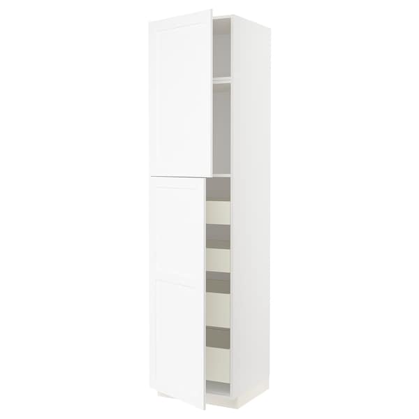 Ikea METOD / MAXIMERA - Hi cab w 2 doors/4 drawers, white Enköping/white wood effect, 60x60x240 cm