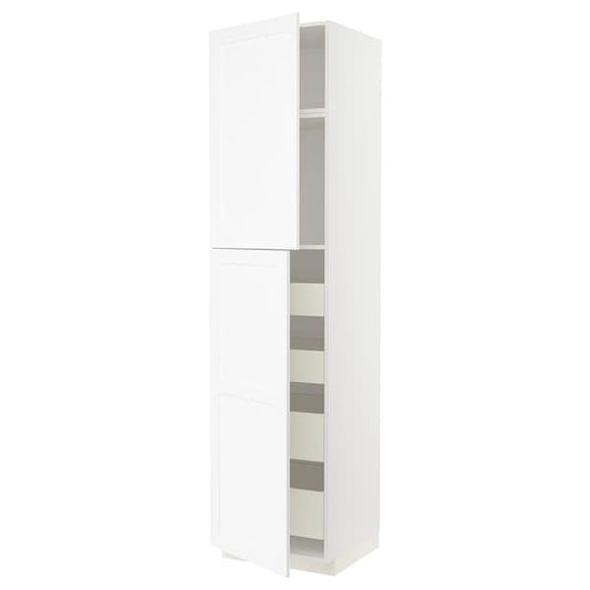 Ikea METOD / MAXIMERA - Hi cab w 2 doors/4 drawers, white Enköping/white wood effect, 60x60x240 cm