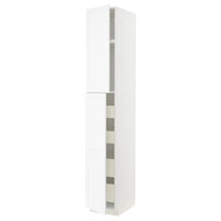 METOD / MAXIMERA hi cab w 2 doors/4 drawers, white Enköping/white wood effect, 40x60x240 cm