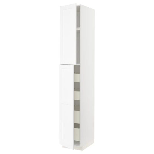 Ikea METOD / MAXIMERA - Hi cab w 2 doors/4 drawers, white Enköping/white wood effect, 40x60x240 cm
