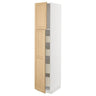 METOD / MAXIMERA hi cab w 2 doors/4 drawers, white/Forsbacka oak, 40x60x200 cm