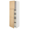 METOD / MAXIMERA hi cab w 2 doors/4 drawers, white/Forsbacka oak, 60x60x200 cm
