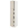 METOD / MAXIMERA hi cab w 2 doors/4 drawers, white/Havstorp beige, 40x60x200 cm