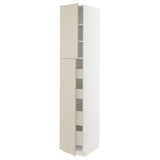 METOD / MAXIMERA hi cab w 2 doors/4 drawers, white/Havstorp beige, 40x60x220 cm