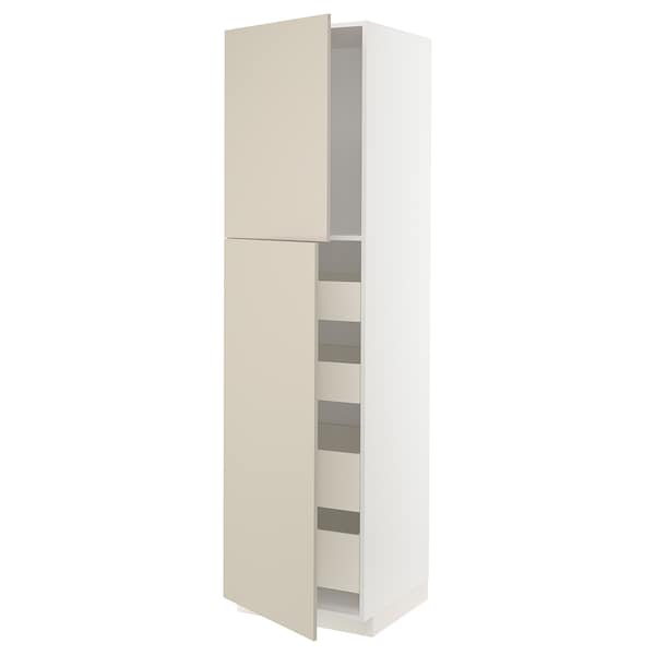 Ikea METOD / MAXIMERA - Hi cab w 2 doors/4 drawers, white/Havstorp beige