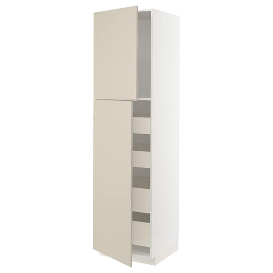 Ikea METOD / MAXIMERA - Hi cab w 2 doors/4 drawers, white/Havstorp beige