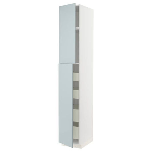 Ikea METOD / MAXIMERA - Hi cab w 2 doors/4 drawers, white/Kallarp light grey-blue, 40x60x240 cm