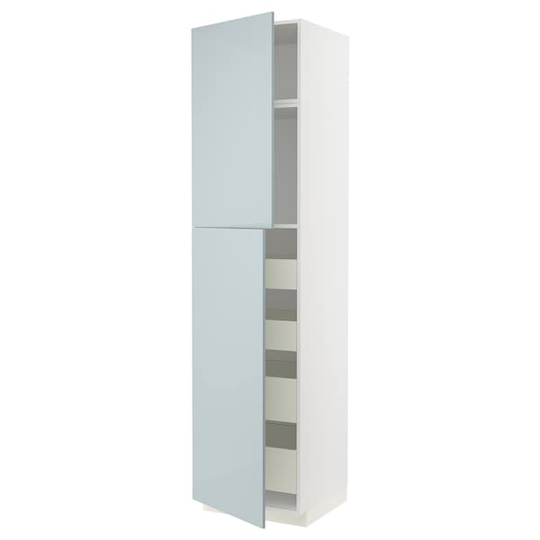 Ikea METOD / MAXIMERA - Hi cab w 2 doors/4 drawers, white/Kallarp light grey-blue, 60x60x240 cm