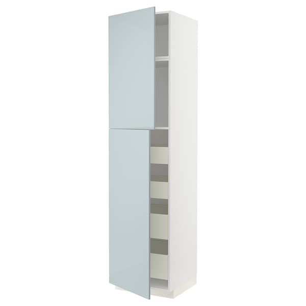 METOD / MAXIMERA - Hi cab w 2 doors/4 drawers, white/Kallarp light grey-blue, 60x60x240 cm - best price from Maltashopper.com 79479263