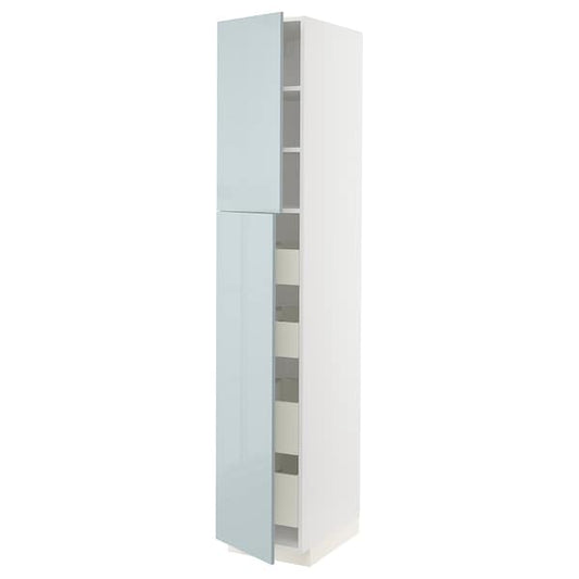 Ikea METOD / MAXIMERA - Hi cab w 2 doors/4 drawers, white/Kallarp light grey-blue, 40x60x220 cm
