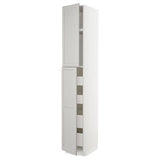 METOD / MAXIMERA hi cab w 2 doors/4 drawers, white/Lerhyttan light grey, 40x60x240 cm