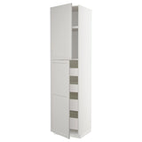 METOD / MAXIMERA hi cab w 2 doors/4 drawers, white/Lerhyttan light grey, 60x60x240 cm
