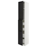 METOD / MAXIMERA hi cab w 2 doors/4 drawers, white/Lerhyttan black stained, 40x60x240 cm