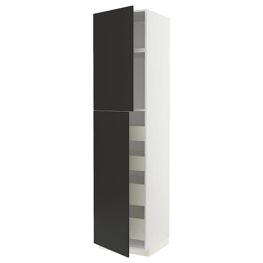 METOD / MAXIMERA - Hi cab w 2 doors/4 drawers, white/Nickebo matt anthracite, 60x60x240 cm - best price from Maltashopper.com 59498842