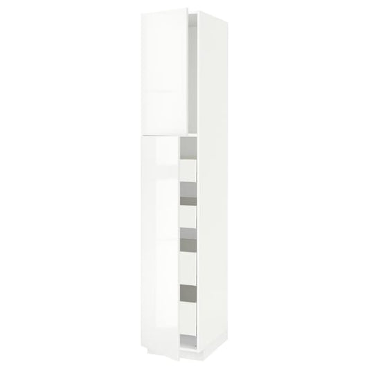 Ikea METOD / MAXIMERA - Hi cab w 2 doors/4 drawers, white/Ringhult white, 40x60x220 cm