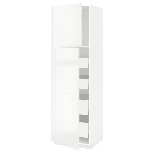 Ikea METOD / MAXIMERA - Hi cab w 2 doors/4 drawers, white/Ringhult white, 60x60x200 cm