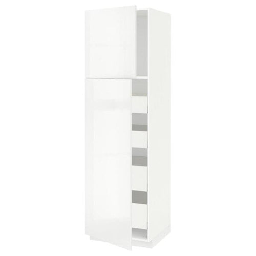 METOD / MAXIMERA hi cab w 2 doors/4 drawers, white/Ringhult white, 60x60x200 cm