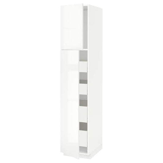 Ikea METOD / MAXIMERA - Hi cab w 2 doors/4 drawers, white/Ringhult white, 40x60x200 cm