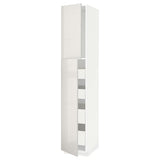 METOD / MAXIMERA hi cab w 2 doors/4 drawers, white/Ringhult light grey, 40x60x220 cm
