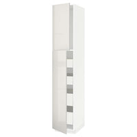 METOD / MAXIMERA hi cab w 2 doors/4 drawers, white/Ringhult light grey, 40x60x220 cm