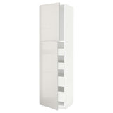 METOD / MAXIMERA hi cab w 2 doors/4 drawers, white/Ringhult light grey, 60x60x220 cm