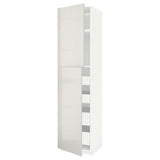 METOD / MAXIMERA hi cab w 2 doors/4 drawers, white/Ringhult light grey, 60x60x240 cm